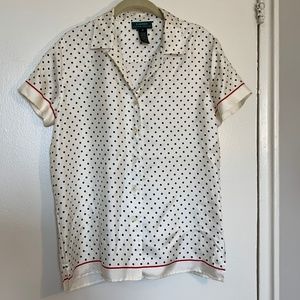 Lauren Ralph Lauren Silk Polka Dot Blouse